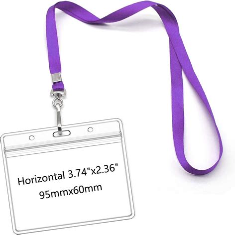 Name tag with Lanyards Waterproof Name Badge ID Card Holder with Purple ...