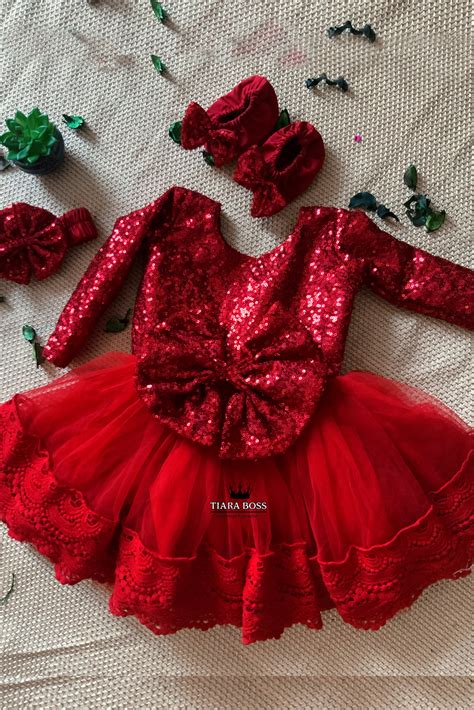 Tiara Boss | RED BABY FROCK WITH FOOTWEAR