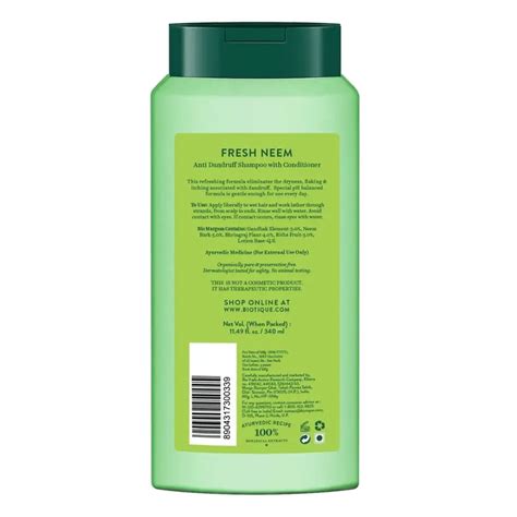 Biotique Fresh Neem Anti Dandruff Shampoo and Conditioner (340ml ...