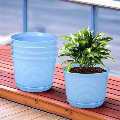 Kuber Industries Pack of 5 Flower Pot with Bottom Tray | Flower Pot for ...