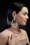Buy Red Pearls Stone Embellished Chandbali Earrings by Dugran By ...