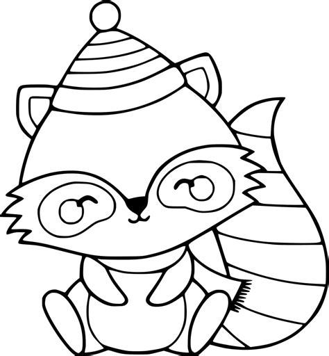 Cute Raccoon on Winter coloring page - Download, Print or Color Online ...