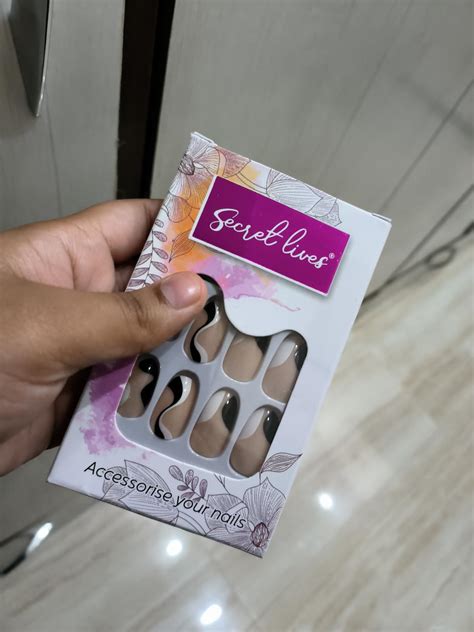 Buy Secret Lives acrylic press on nails designer artificial nails ...