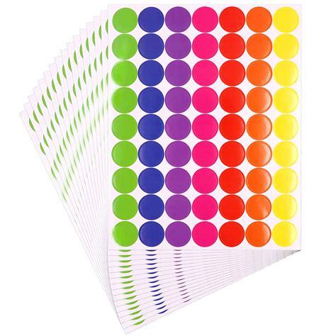 Pack of 1575 1-inch Colored Dots Sticker Round Color Coding Labels ...