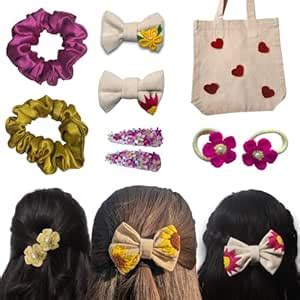 Laveni Creations Handmade Hair Accessories Gift Combo – Set of 10 ...