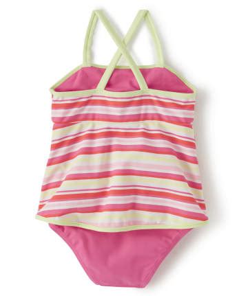 Girls Striped Flower One Piece Swimsuit - Fairy Blossom - PINK | Gymboree