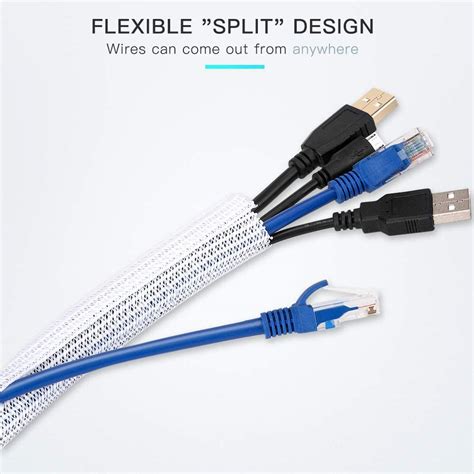 Buy 6.6ft - 2/3 inch White Cable Sleeve Cover, AGPTEK Cord Protector ...