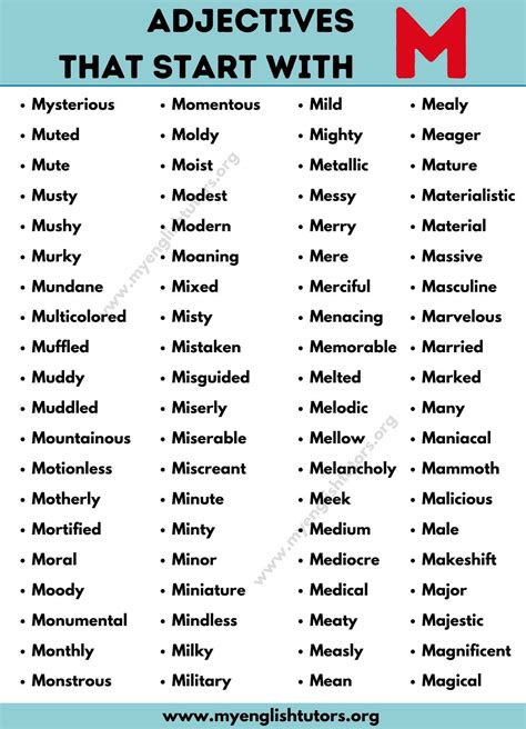 Adjectives that start with m list of 80 adjectives starting with m with ...