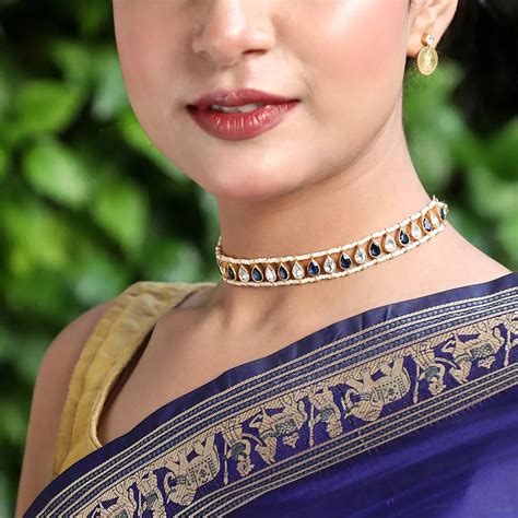 Buy 92.5 silver blue choker Online - Unniyarcha – Unniyarcha Design