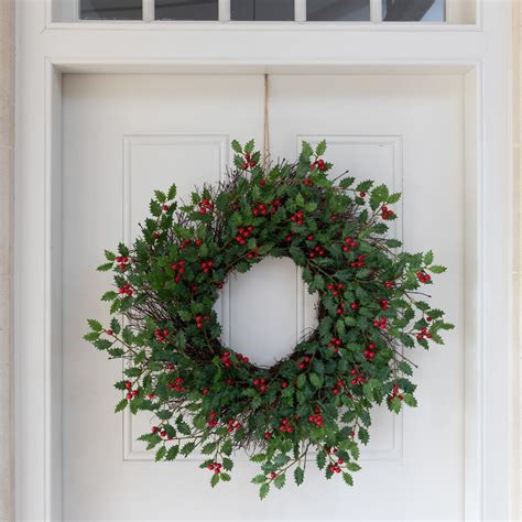 Holly Luxury Christmas Wreath with Berries | Floralsilk
