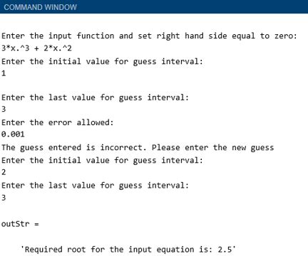 MATLAB Bisection Method Code for Iterations 的图像结果