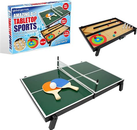 Global Gizmos 55659 4 in 1 Tabletop Sports Game | Table Tennis/10 Pin ...
