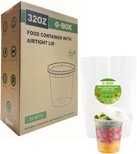 Amazon.com: G-BOX 32 OZ Deli Containers with Lids [24 Sets] [32 OZ Soup ...