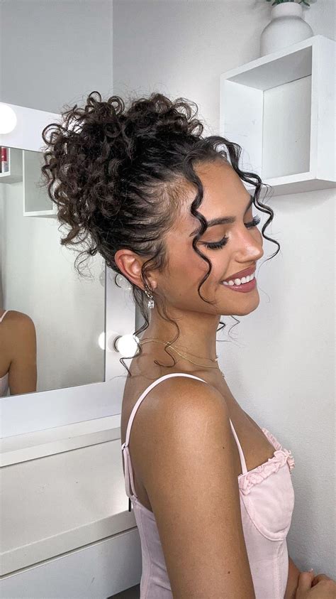 Elegant Messy Bun Hairstyles | Curly hair styles, Cute curly hairstyles ...