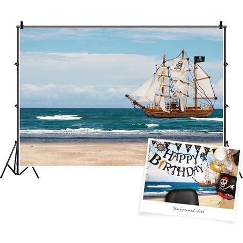 Csfoto 5x3ft Pirate Ship Backdrop Nautical Backdrop Sailboat Ocean ...