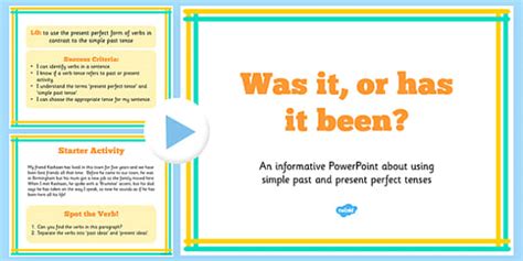 Using Present Perfect and Past Simple ESL Language Presentation PowerPoint