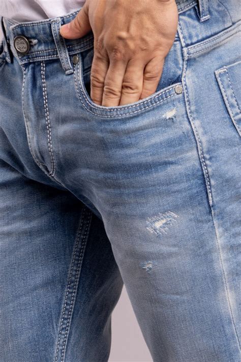 Lt Blue 5 Pocket Mid-Rise Slim Straight Fit Jeans – ROOKIES