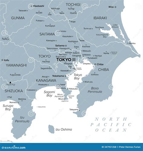 Japan Map. Major City Map Of Japan. Political Map Of Japan With Country Capital Vector ...