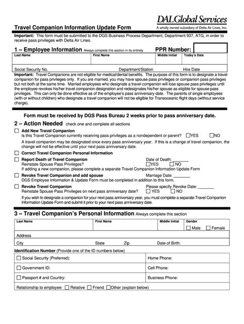 DAL Global Services Travel Companion Information - Fill Out, Sign ...