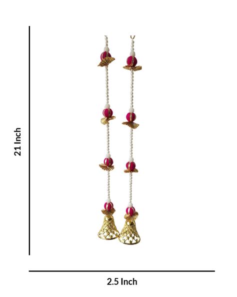 Pink and Gold Decorative Bell Hanging Toran Garlands Decor, 21 Inch x ...