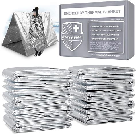 Amazon.com: Swiss Safe Emergency Mylar Thermal Blankets + Bonus Space ...
