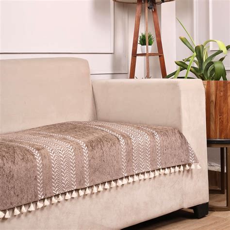 STITCHNEST Chenille Printed Sofa Cover 1 Seater with Hand Rest Covers ...