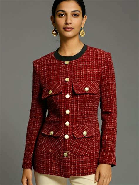 Regal Crimson Tweed Blazer