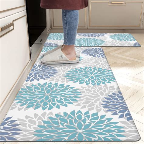 HEBE Anti Fatigue Kitchen Floor Mats Set of 2 Thick Cushioned Kitchen ...
