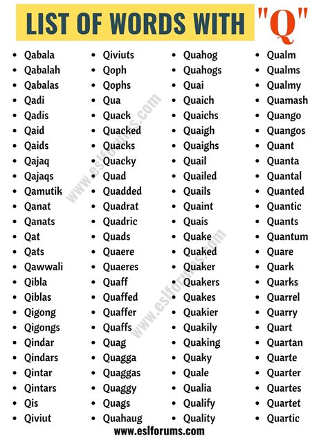 Words with Q | A Big List of 300+ Words That Start with Q - ESL Forums ...