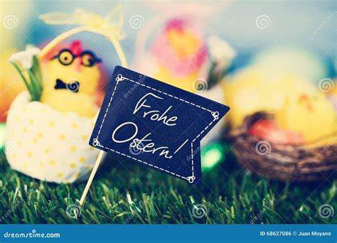 Text Frohe Ostern, Happy Easter in German Stock Photo - Image of ...