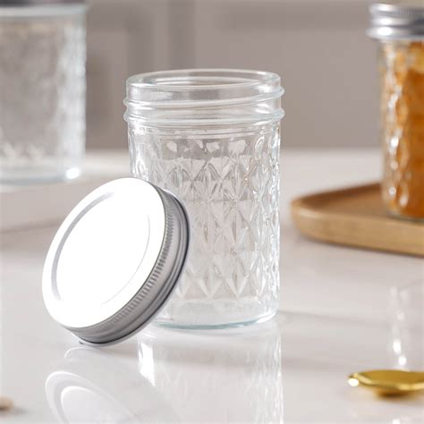 Textured Mason Jar Medium Set of 6 Online - Premium Jar With Lid | Nestasia