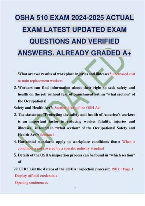 OSHA 510 EXAM ACTUAL EXAM LATEST UPDATED EXAM QUESTIONS AND VERIFIED ...
