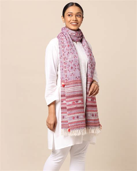 Kailash Bhujodi Wool Silk Shawl - Light Violet