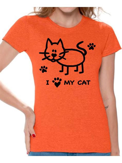Awkward Styles Cat T-Shirt I Love My Cat T Shirts for Women - Walmart.com