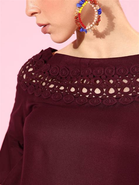 Style Quotient Women Maroon Lace Top – StyleQuotient