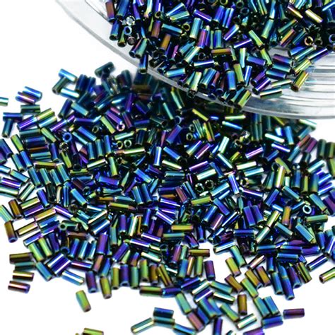 Buy now 3mm Peacock Color Glass Bugle Beads for embroidery at wholesale ...