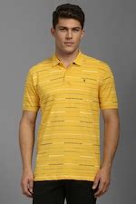 Buy Men Yellow Stripe Polo Neck T-shirt Online - 39743076 | Louis Philippe
