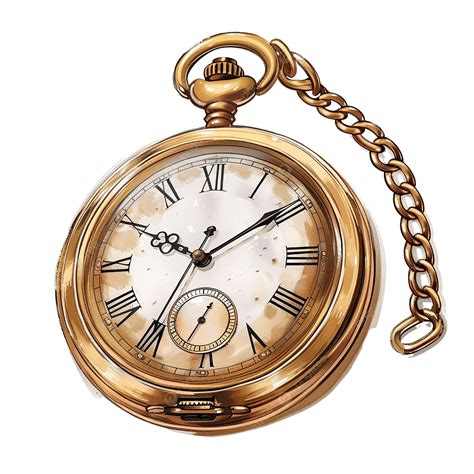 Illustration Of A Traditional Tattoo Style Gold Pocket Watch, Gold ...
