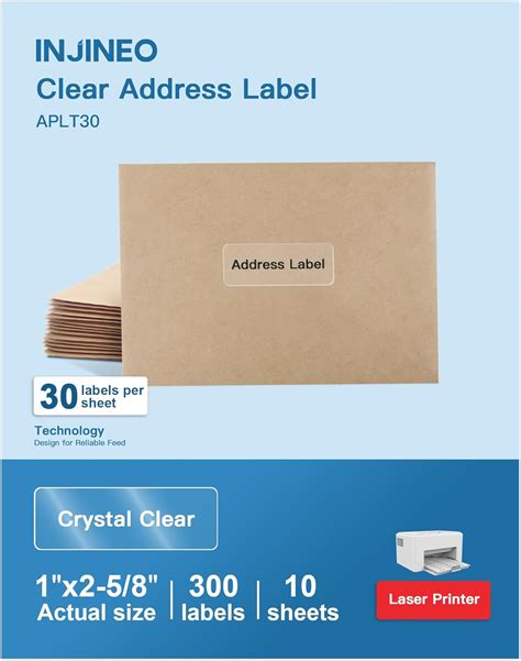 Amazon.com: INJINEO 1" x 2-5/8" Crystal Clear Address Labels, Shipping ...