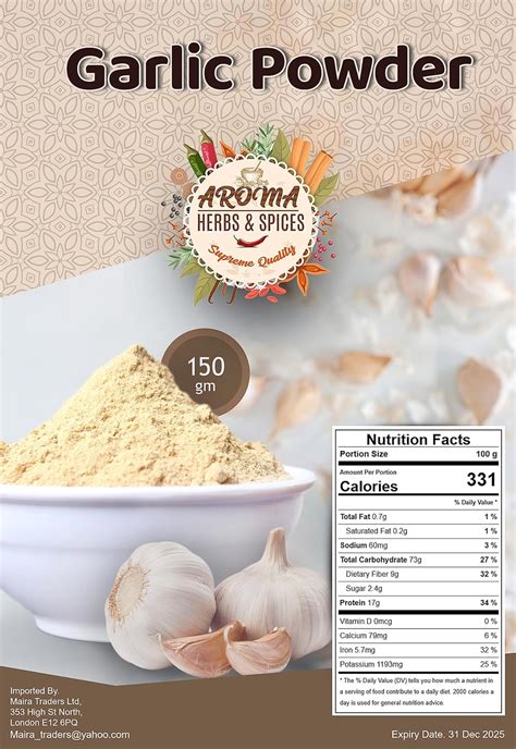 Garlic Powder | 100g | 100% Raw Ground Garlic from India | Resealable ...