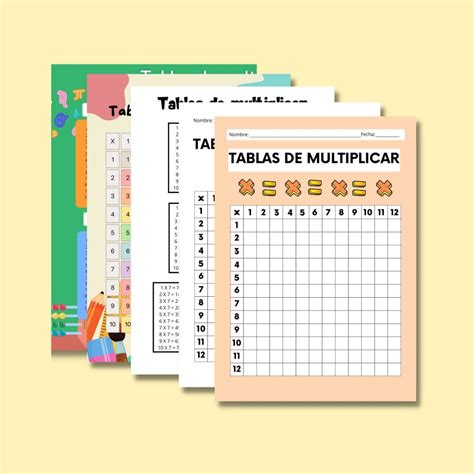 ️ Tablas de multiplicar para imprimir en PDF para estudiar y rellenar