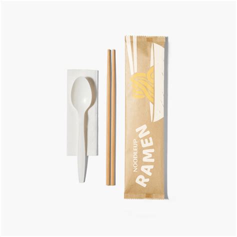 Custom Kraft Paper Cutlery Set (Chopstick, Spoon, Napkin) | Fusenpack