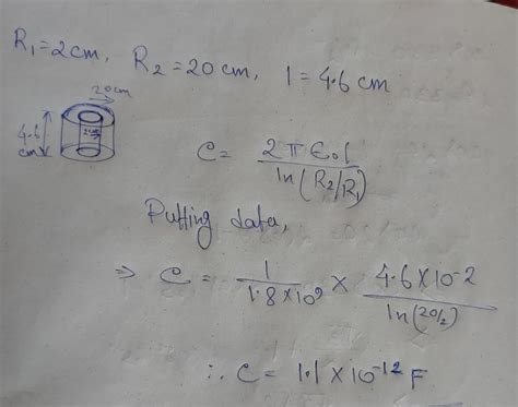 Cylindrical conductor of radius 2 cm is surrounded by another hollow ...
