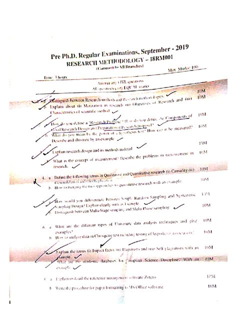 RESEARCH METHODOLOGY 18RM001: Pre Ph.D. Exam Questions & Answers - Studocu