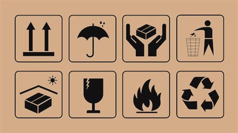 Packaging icons package signs set | Premium Vector