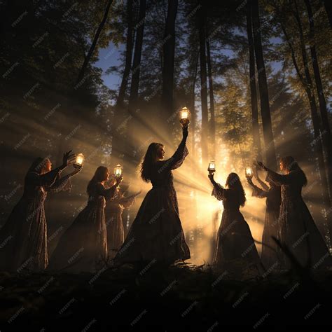 Premium AI Image | A_group_of_witches_gathered_under_a_moonlit__cb