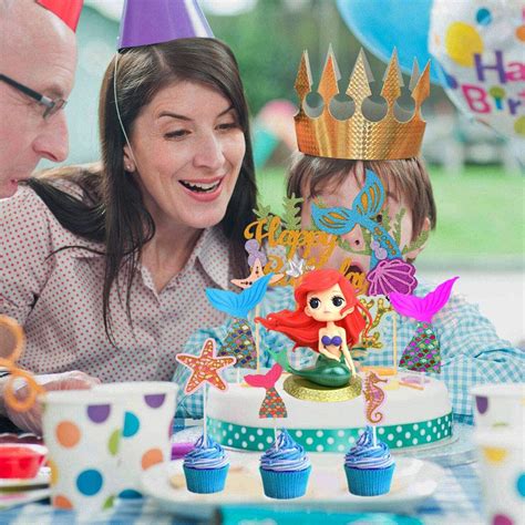 Buy Mermaid Party Cupcake Toppers, 32 Pieces Mermaid Cake Topper ...