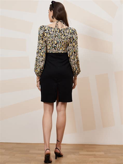 Athena Immutable Animal Print Puff Sleeve Formal Sheath Dress – Athena ...