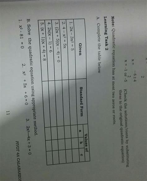 complete the table below. - Brainly.ph