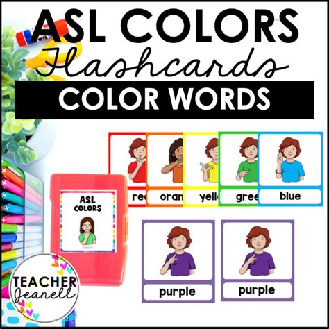 ASL Colors Flashcards | Sign Language Color Vocabulary Cards ...